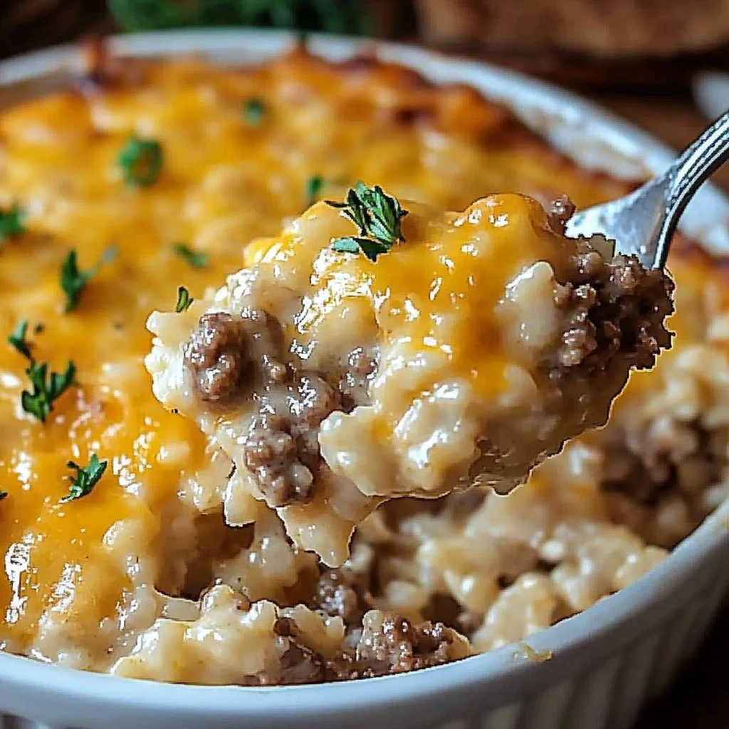 Cheesy Ground Beef Rice Casserole