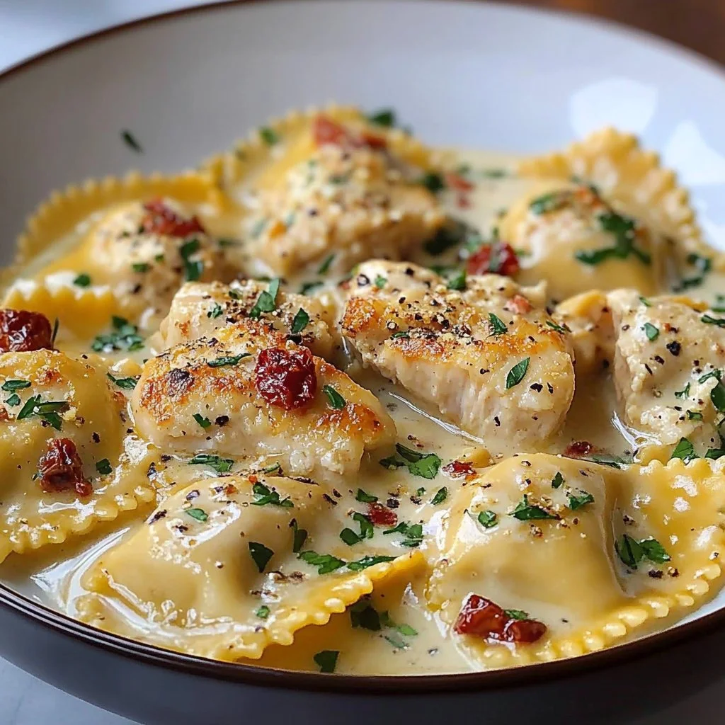 Creamy Sun-Dried Tomato Chicken Ravioli