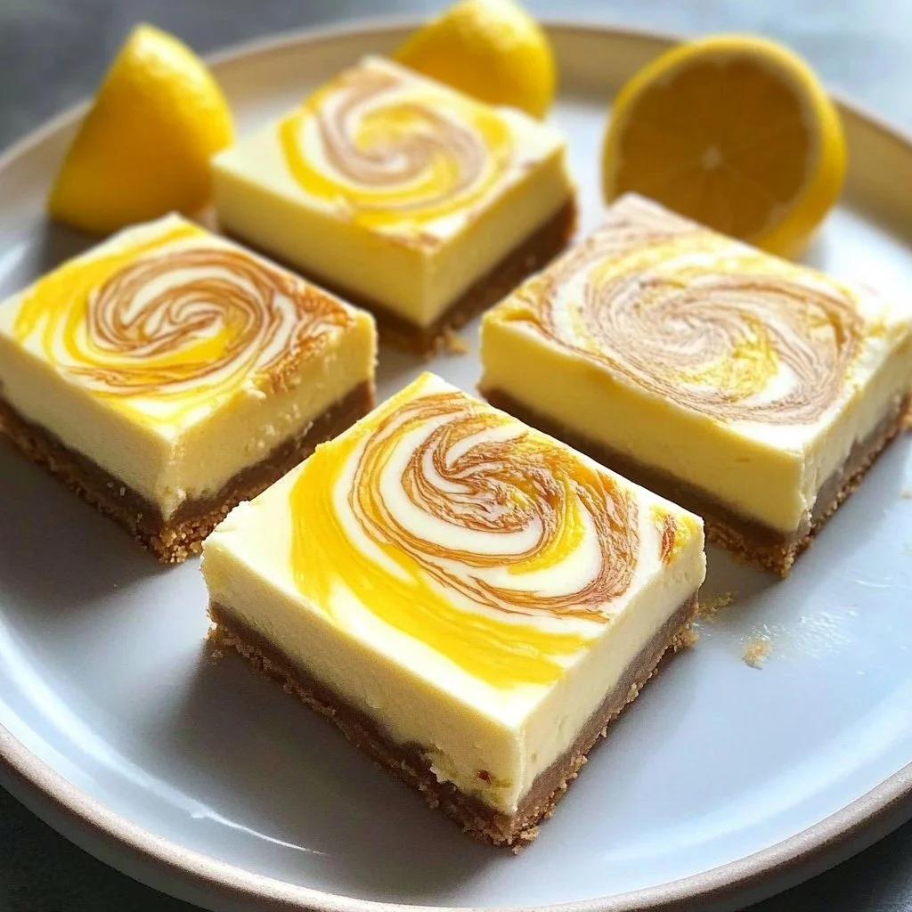 Elegant Lemon Marbled Cheesecake Bars