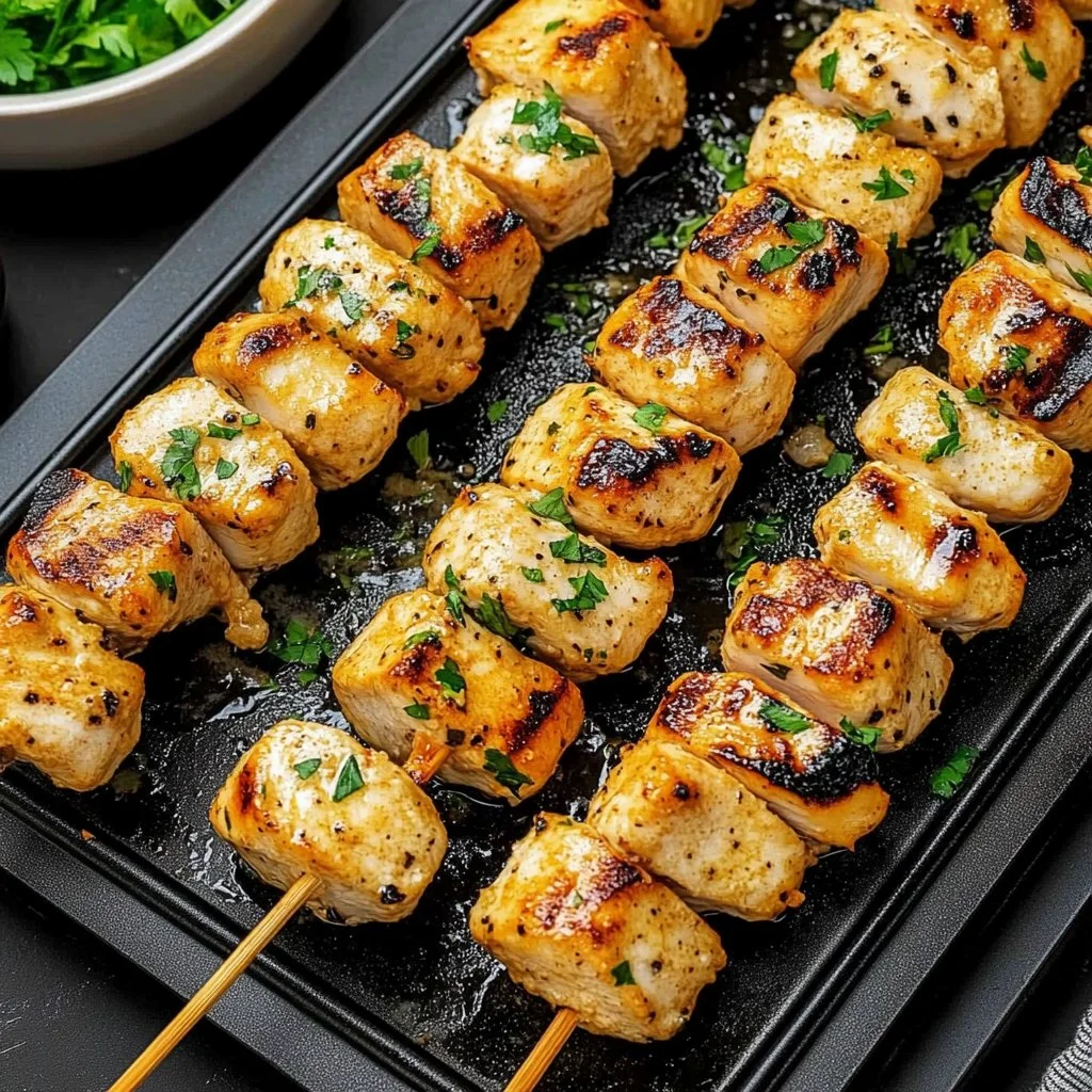 Grilled Ranch Garlic Parmesan Chicken Skewers