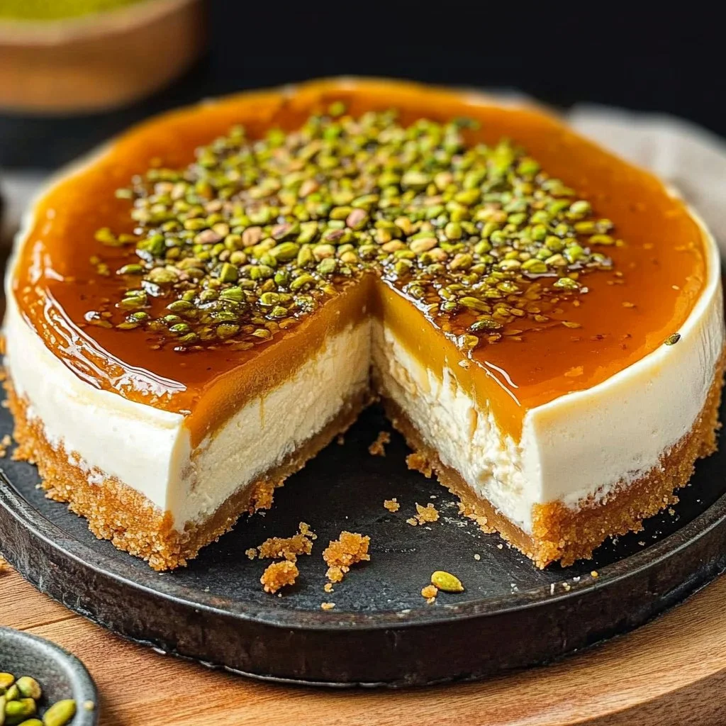 Honey Pistachio Baklava Cheesecake