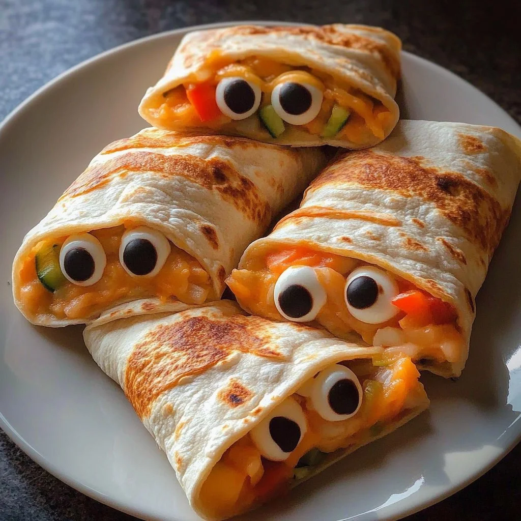 Creepy-Cute Mummy Veggie Wraps