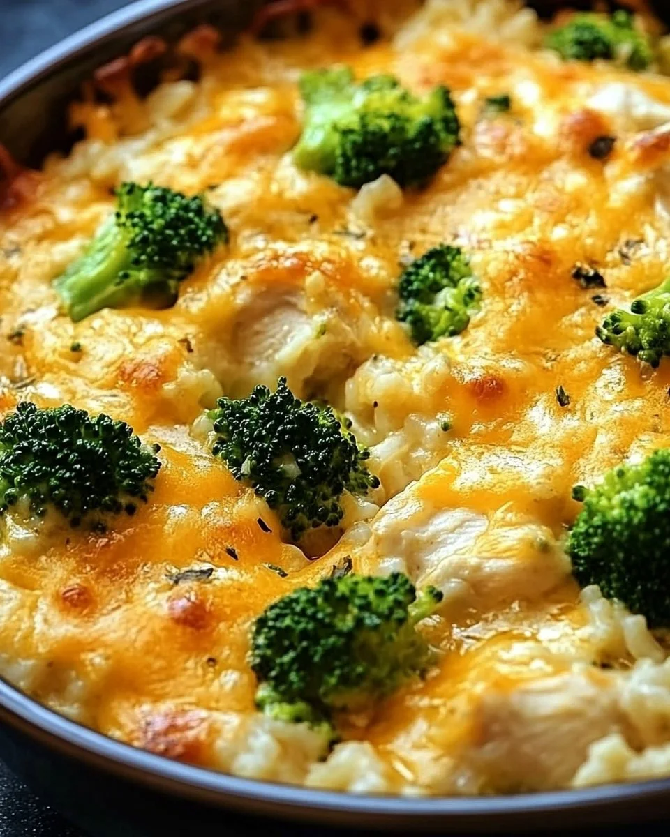 Cheesy Chicken, Rice & Broccoli Bake