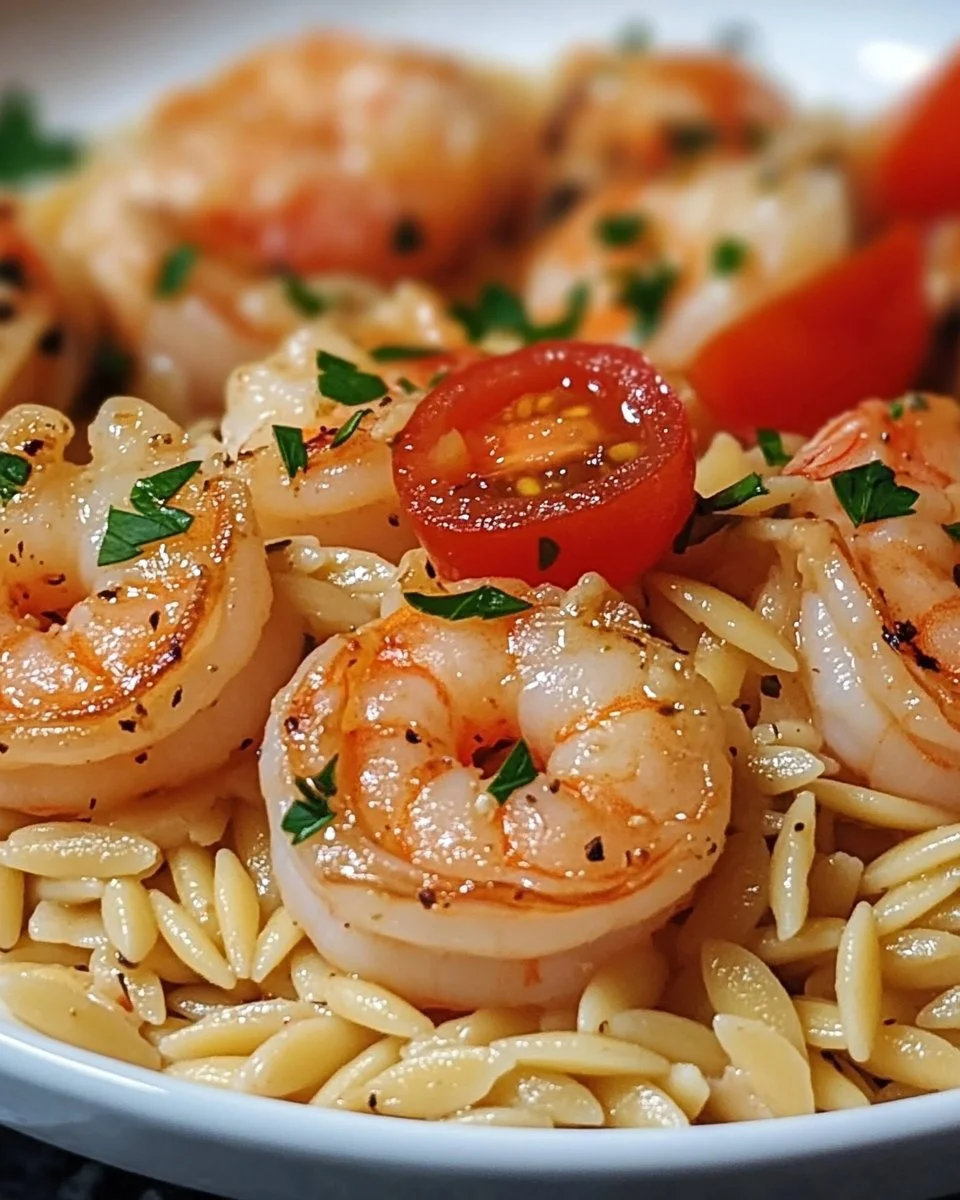 One Pot Garlic Butter Shrimp and Orzo