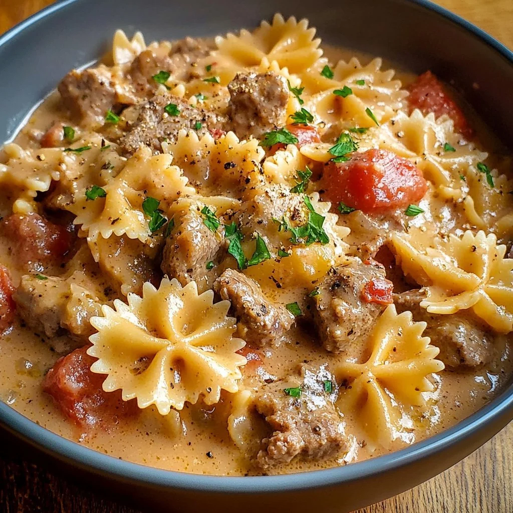 Creamy Bow Tie Pasta with Sausage and Spinach