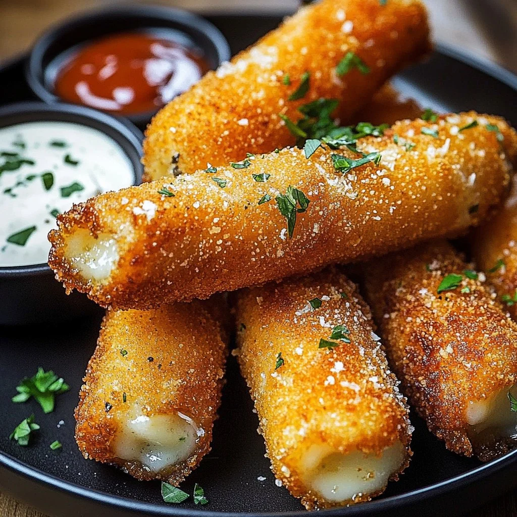 Crispy Mozzarella Sticks with Dips