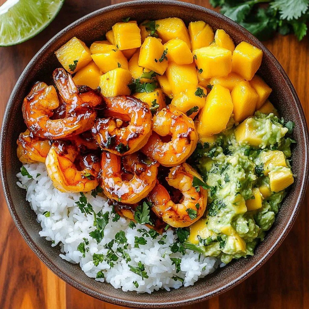 Shrimp Avocado Bowl with Mango Salsa