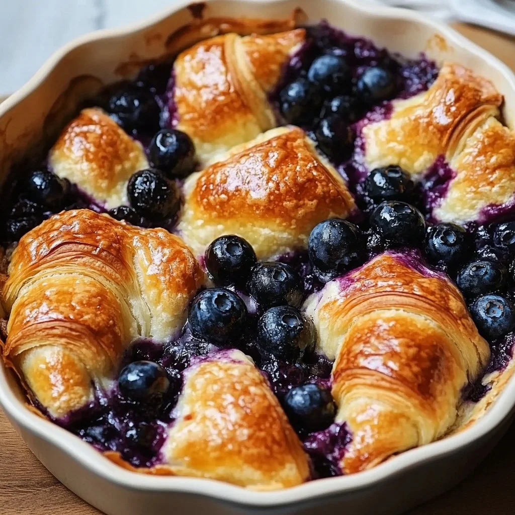 Blueberry Cream Cheese Croissant Casserole