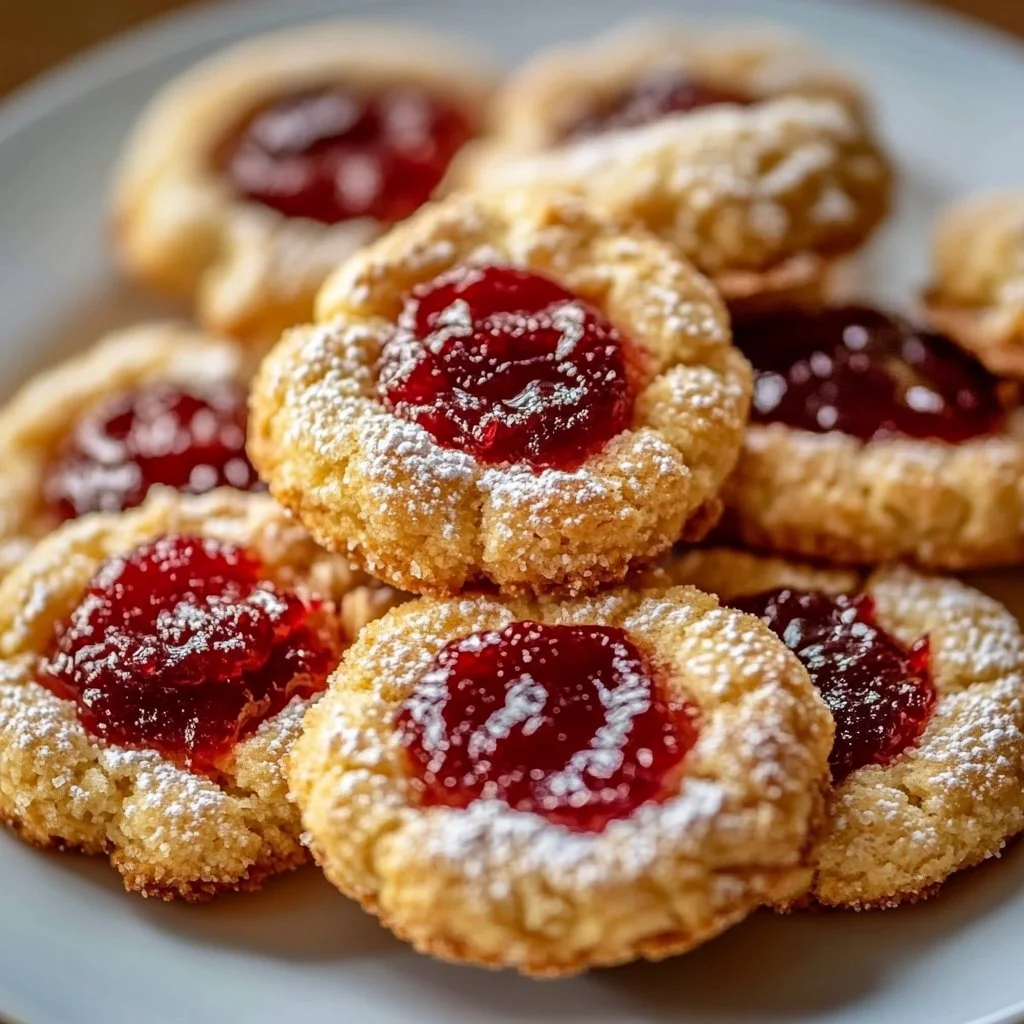 Buttery Raspberry Crumble Cookies with a Sweet Jam Filling