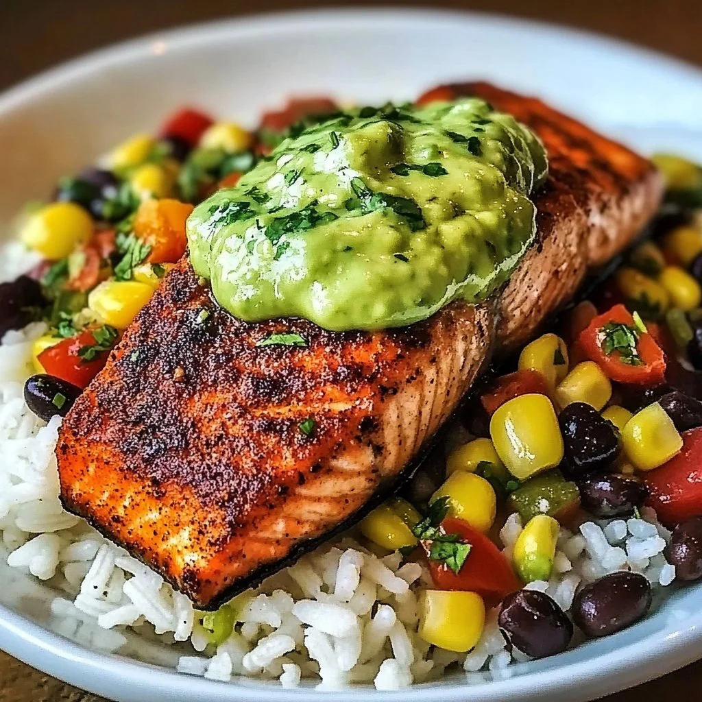 Cajun Salmon with Avocado Lime Cream