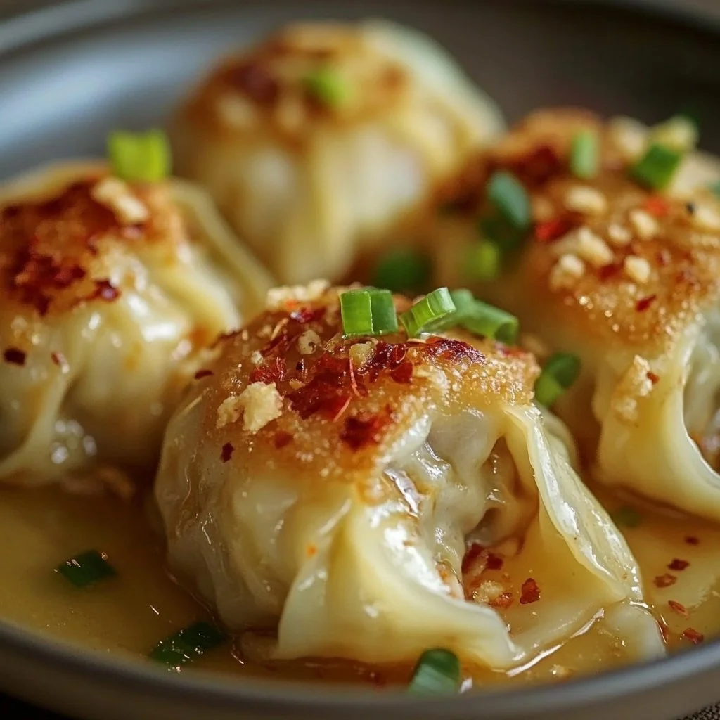 Cheesy Seafood Tortilla Bombs with Garlic Cream Sauce