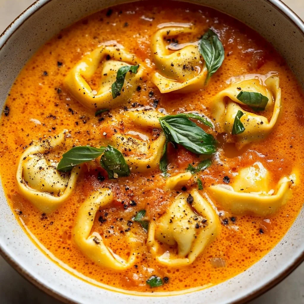 Cheesy Tomato Tortellini Soup
