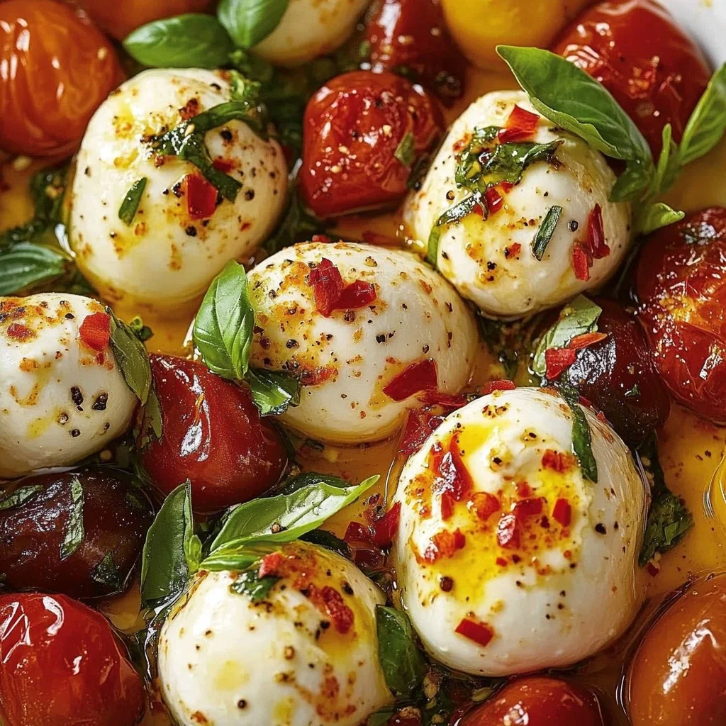 Creamy Herb-Infused Burrata Balls with Roasted Cherry Tomatoes
