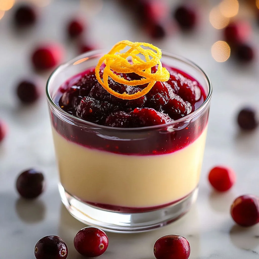 Eggnog Panna Cotta With Spiked Cranberry Sauce