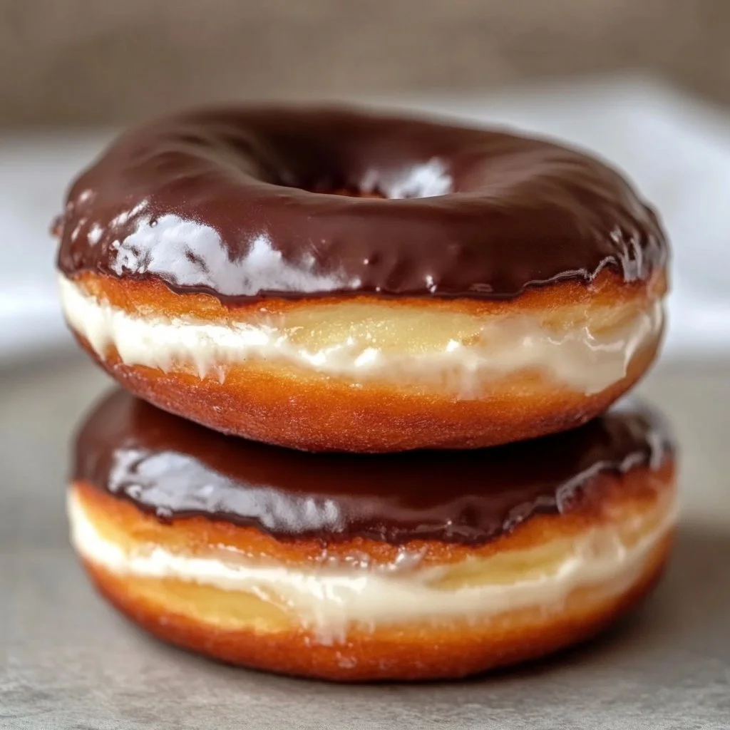 Fluffy Donuts with Creamy Vanilla Filling and Rich Chocolate Glaze