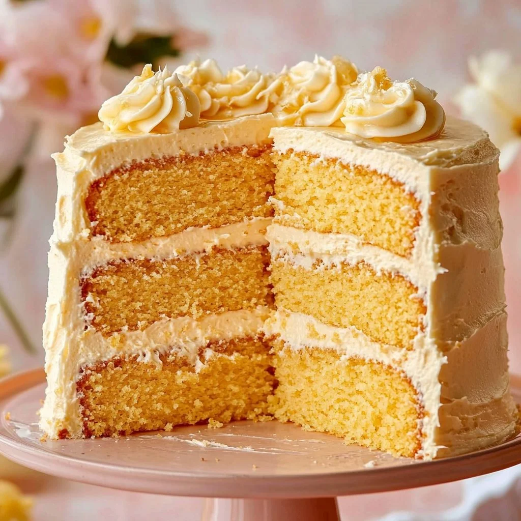 Golden Cornbread Cake with Honey Buttercream