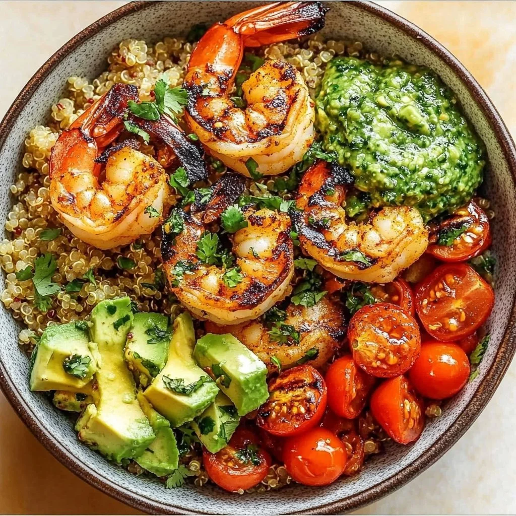 Healthy Grilled Shrimp Quinoa Bowl