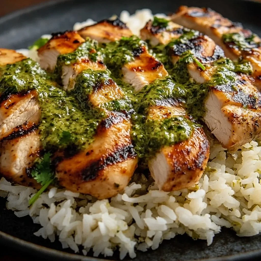 Peruvian Chicken with Green Sauce & Cilantro Rice
