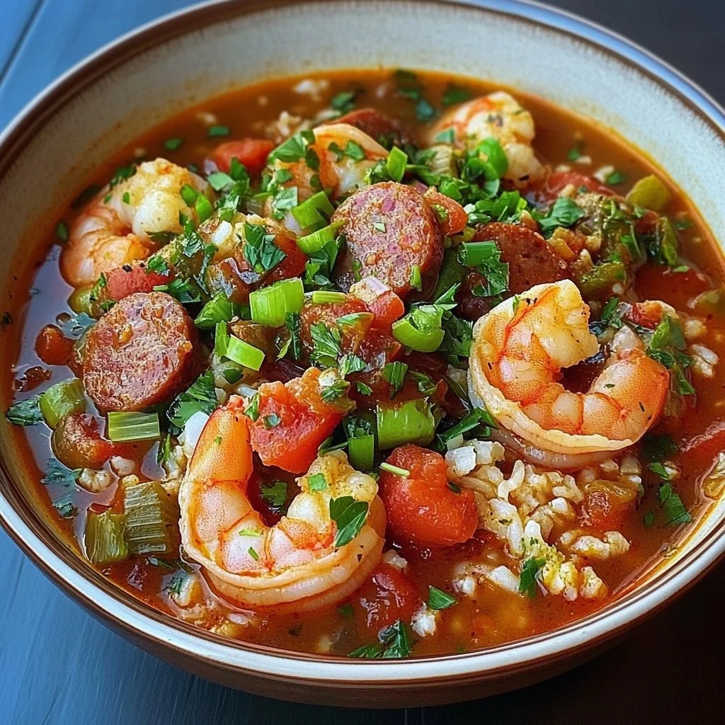 Spicy Jambalaya Soup with Andouille Sausage & Chicken