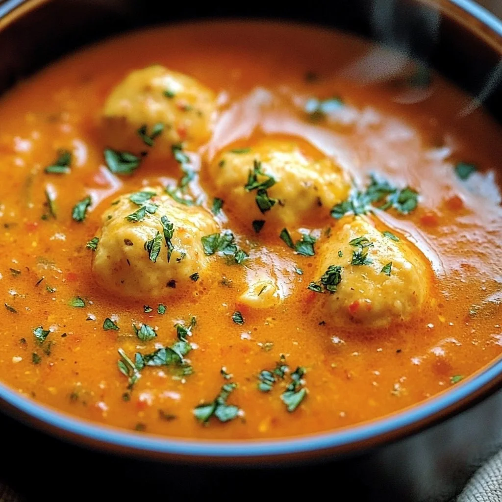 Tomato Soup with Cheddar Dumplings