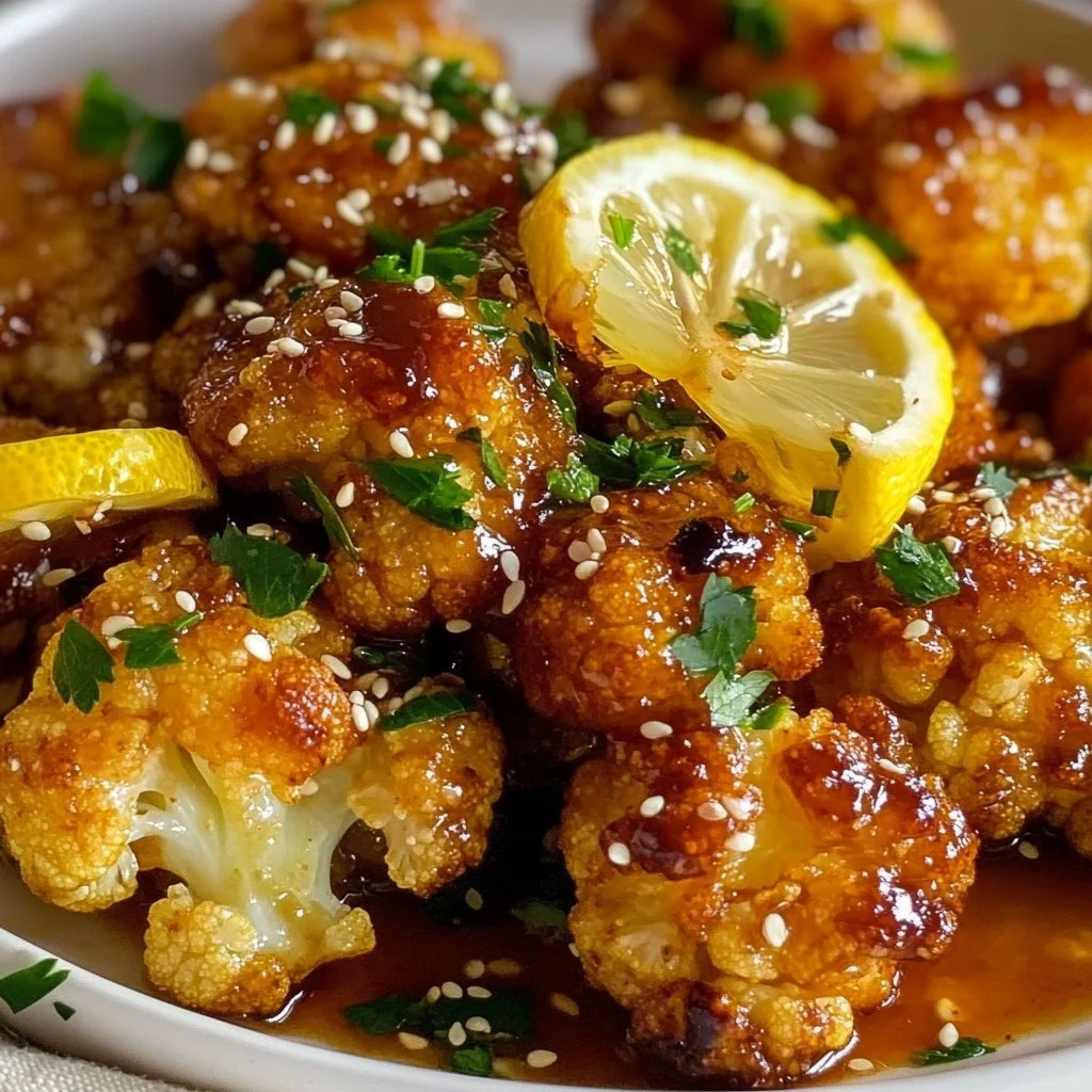 Vegan Lemon Pepper Glazed Cauliflower