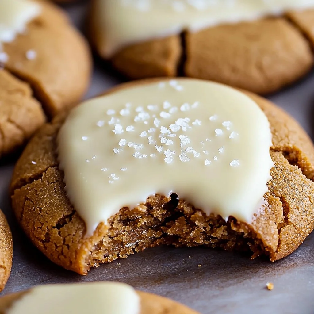 White Chocolate Dipped Chewy Maple Cookies